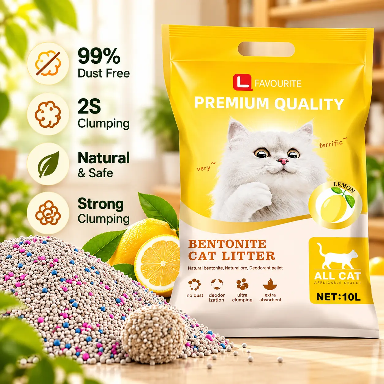 Lemon FAVOURITE Bentonite Cat Litter 10L